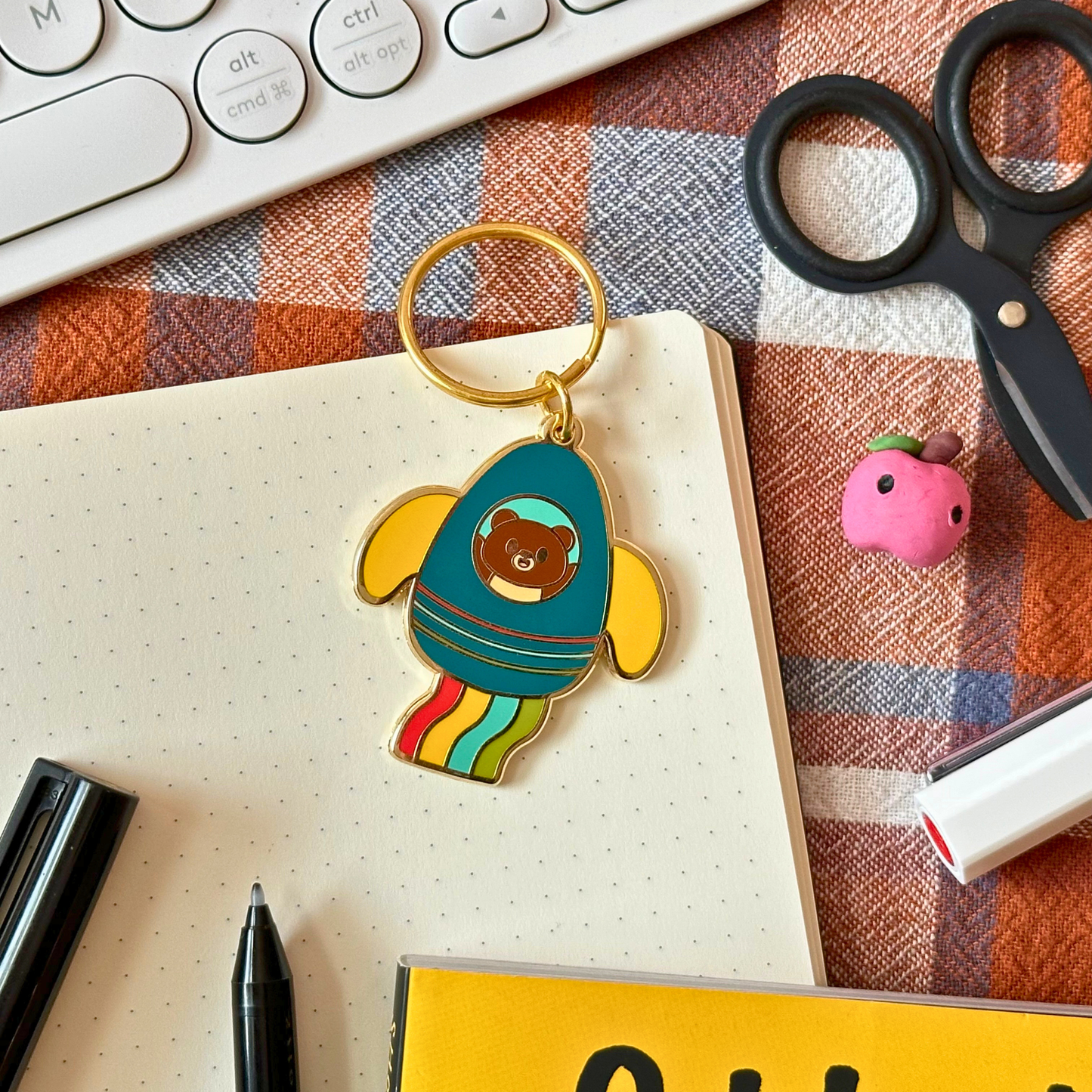 Space Rocket - Enamel Keychain