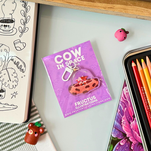 Cow In Space - Acrylic Keychain