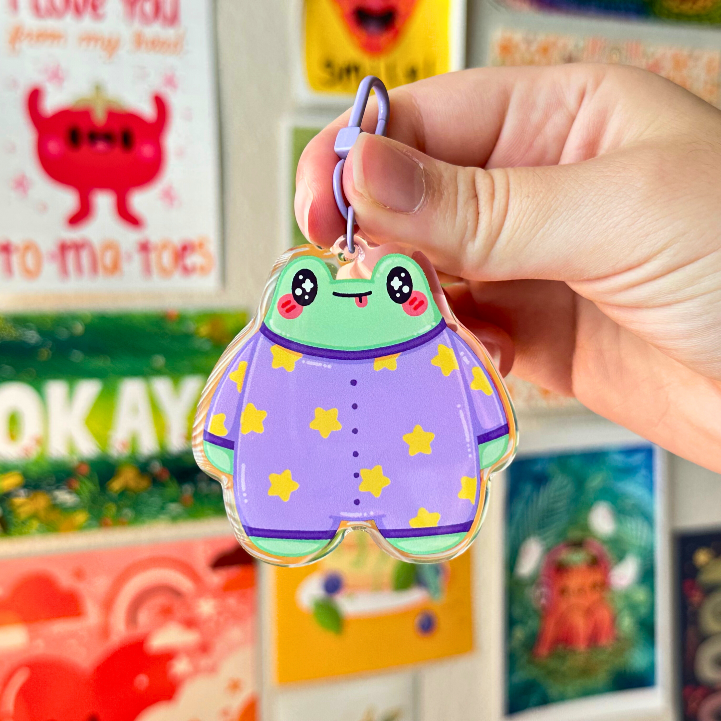 Froggie In Lil Jammies - Acrylic Keychain