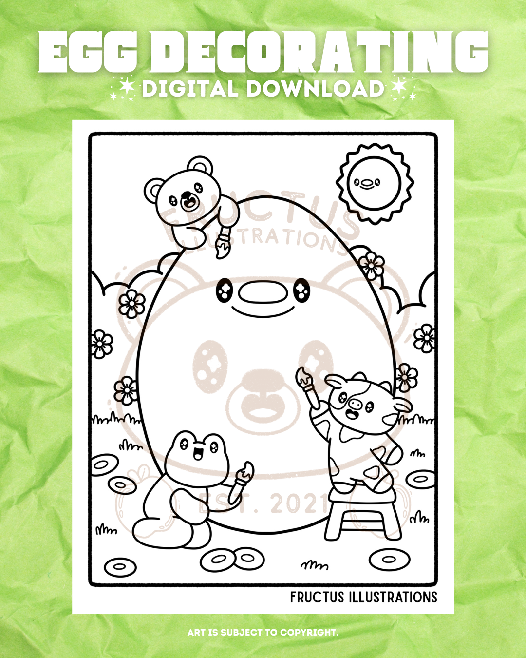 DIGITAL DOWNLOAD · Egg Decorating Coloring Page