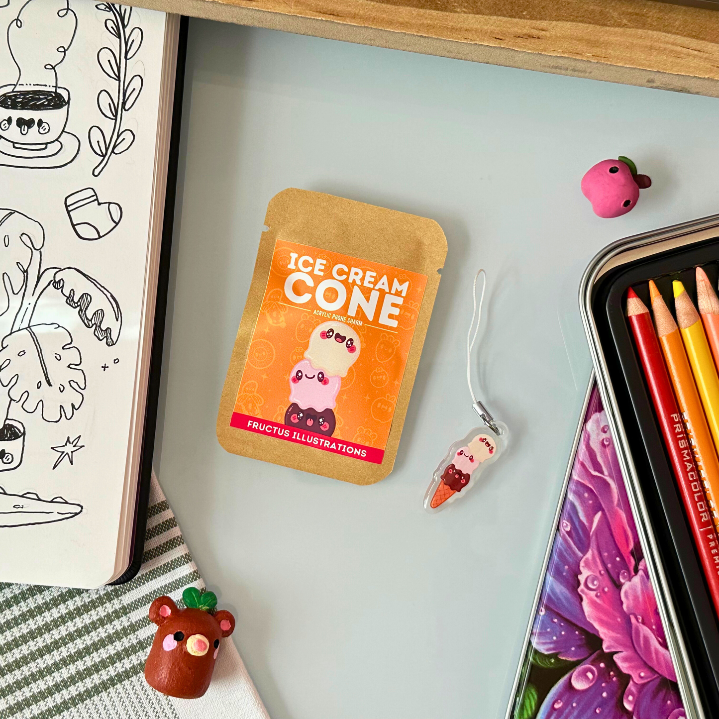Mini Ice Cream Cone - Acrylic Phone Charm