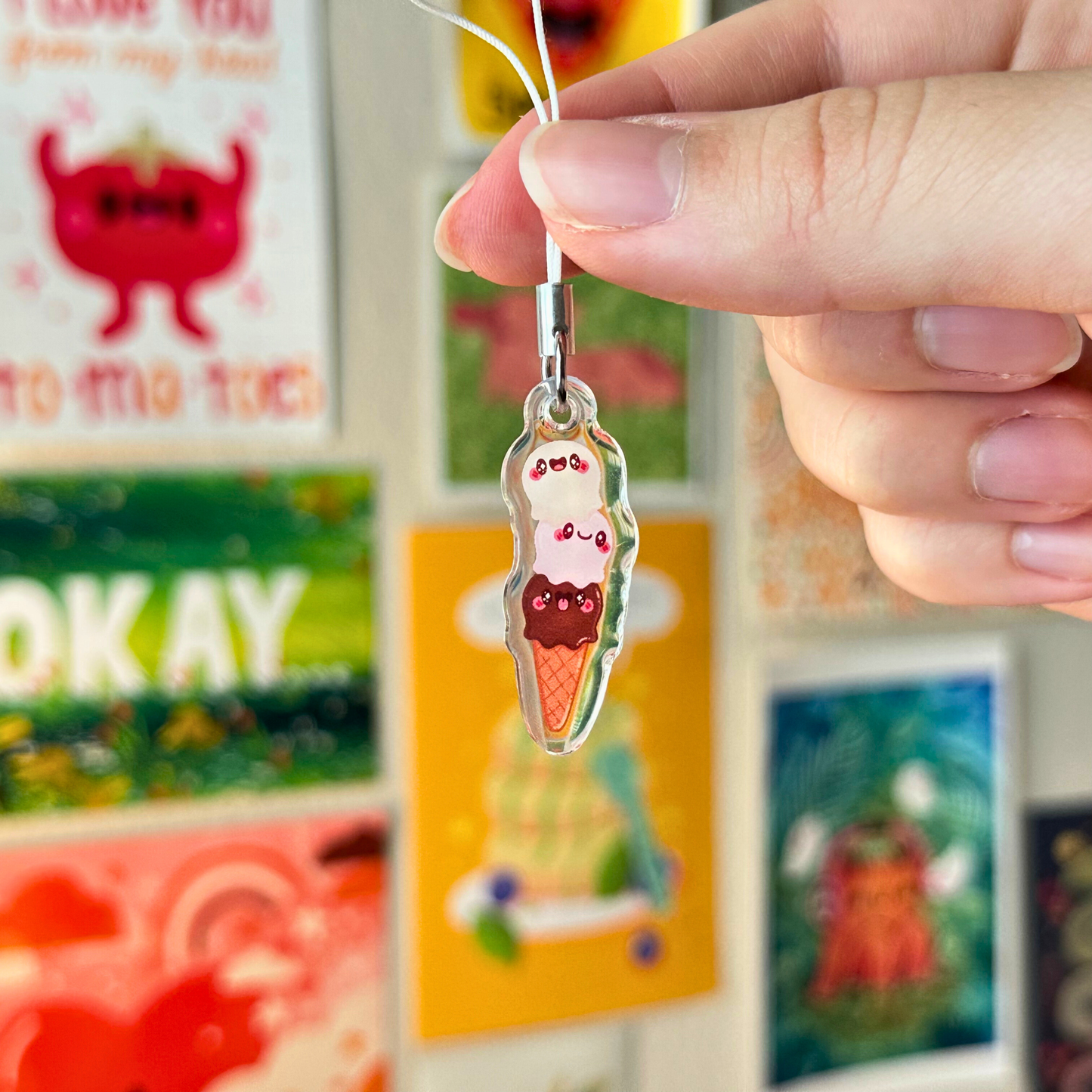 Mini Ice Cream Cone - Acrylic Phone Charm