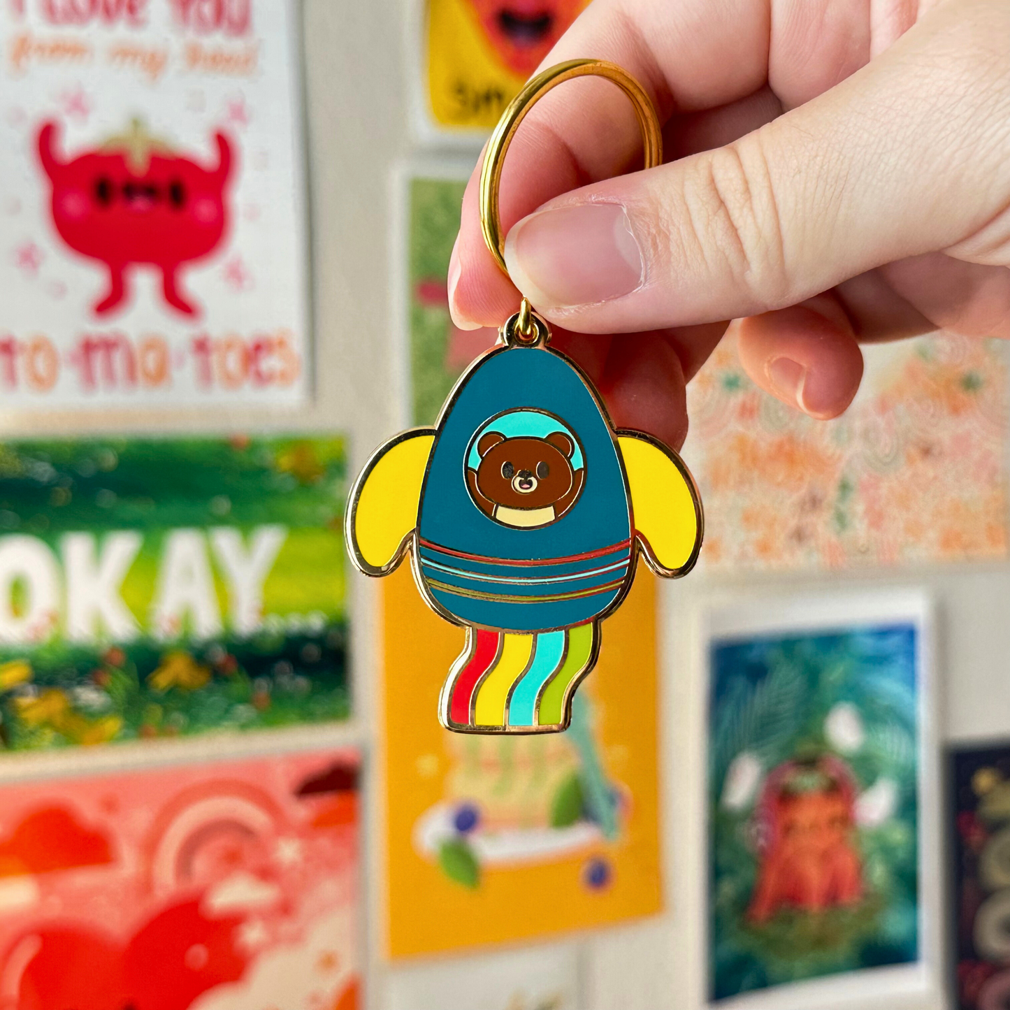 Space Rocket - Enamel Keychain