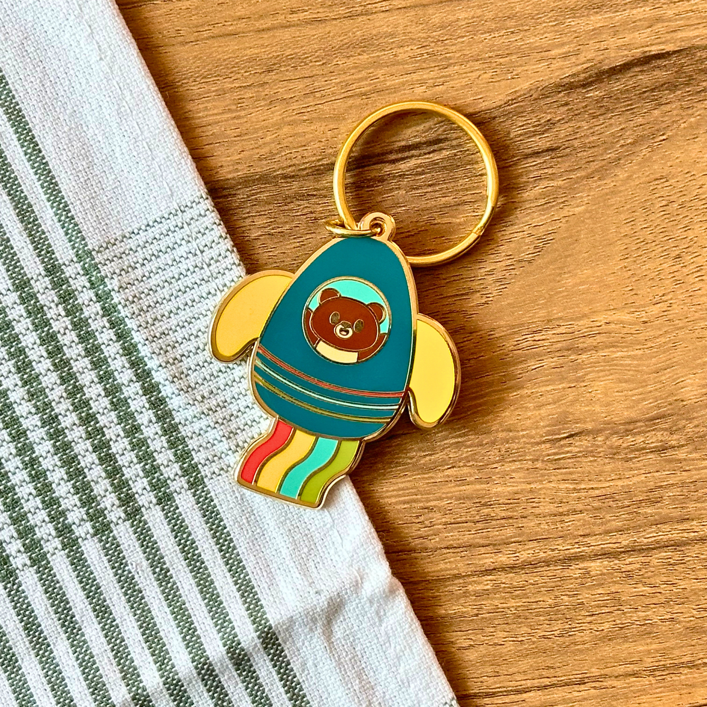 Space Rocket - Enamel Keychain