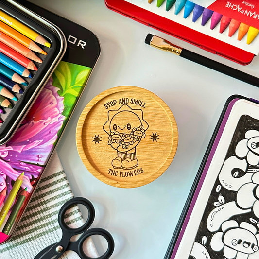 Stop and Smell the Flowers - Wooden Coaster