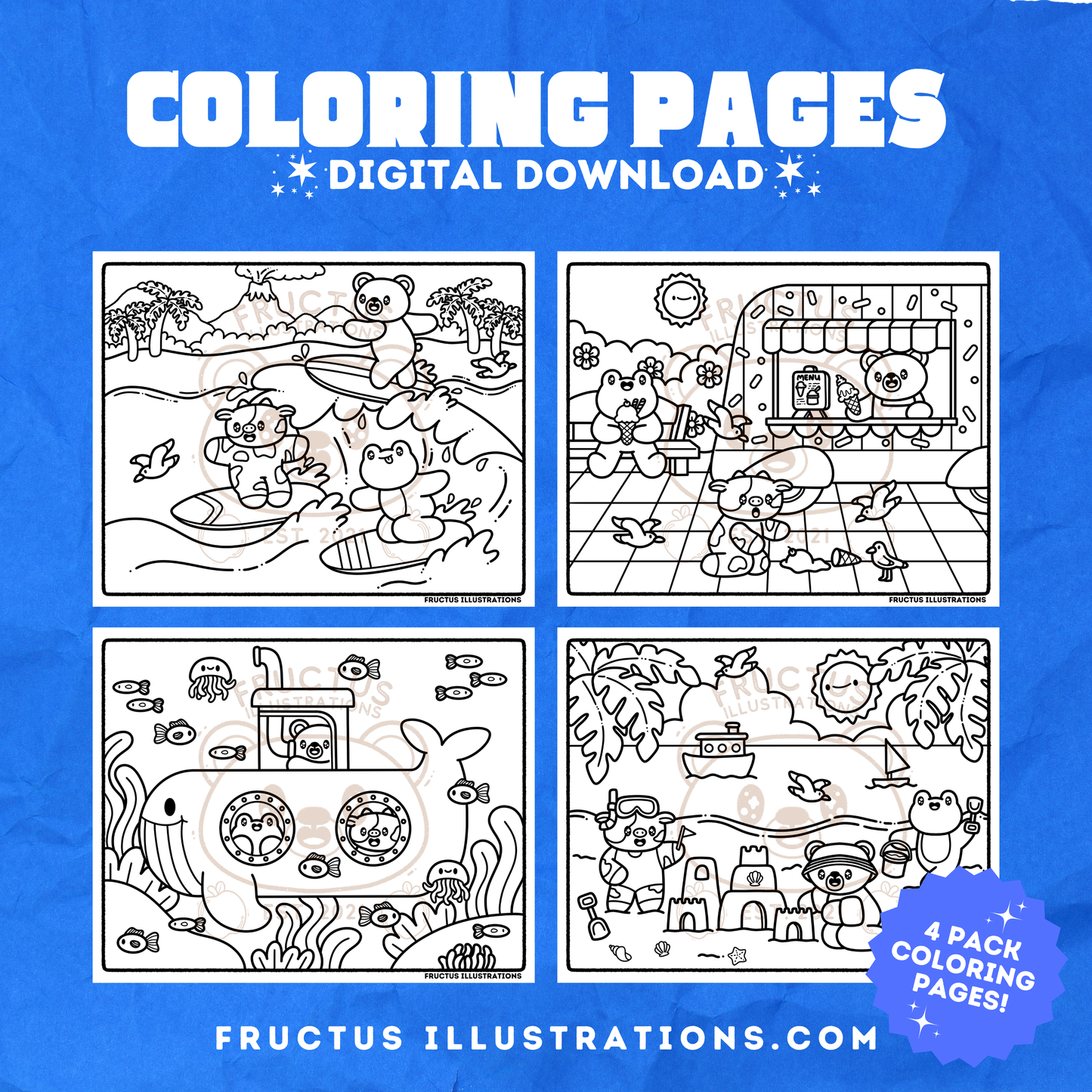 DIGITAL DOWNLOAD · Fructus Summer Coloring Pages