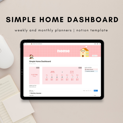 Simple Home Dashboard Notion Template