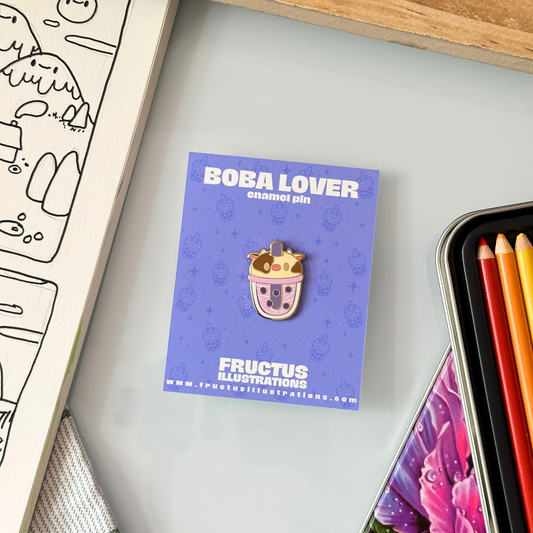 Cow Boba Enamel Pin