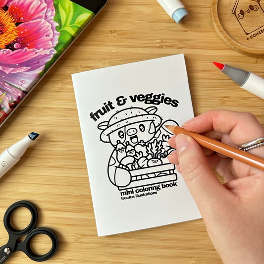 Fruit & Veggies- Mini Coloring Book