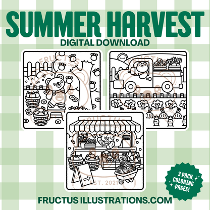 DIGITAL DOWNLOAD • Summer Harvest Coloring Pages