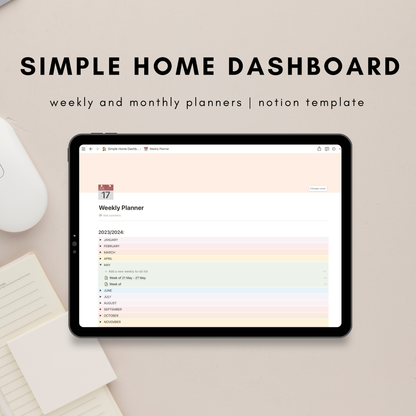 Simple Home Dashboard Notion Template