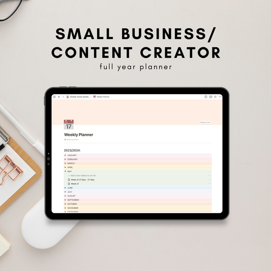 Small Business/Content Creator Dashboard Notion Template