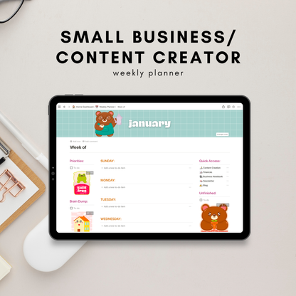 Small Business/Content Creator Dashboard Notion Template