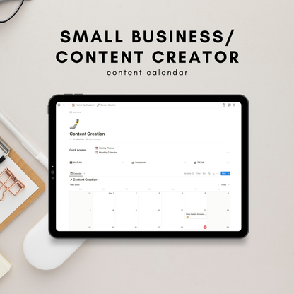 Small Business/Content Creator Dashboard Notion Template