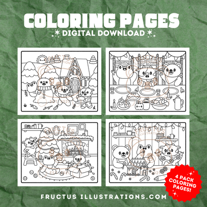 DIGITAL DOWNLOAD · Fructus Winter Holiday Coloring Pages