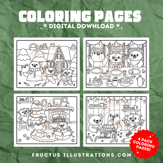 DIGITAL DOWNLOAD · Fructus Winter Holiday Coloring Pages