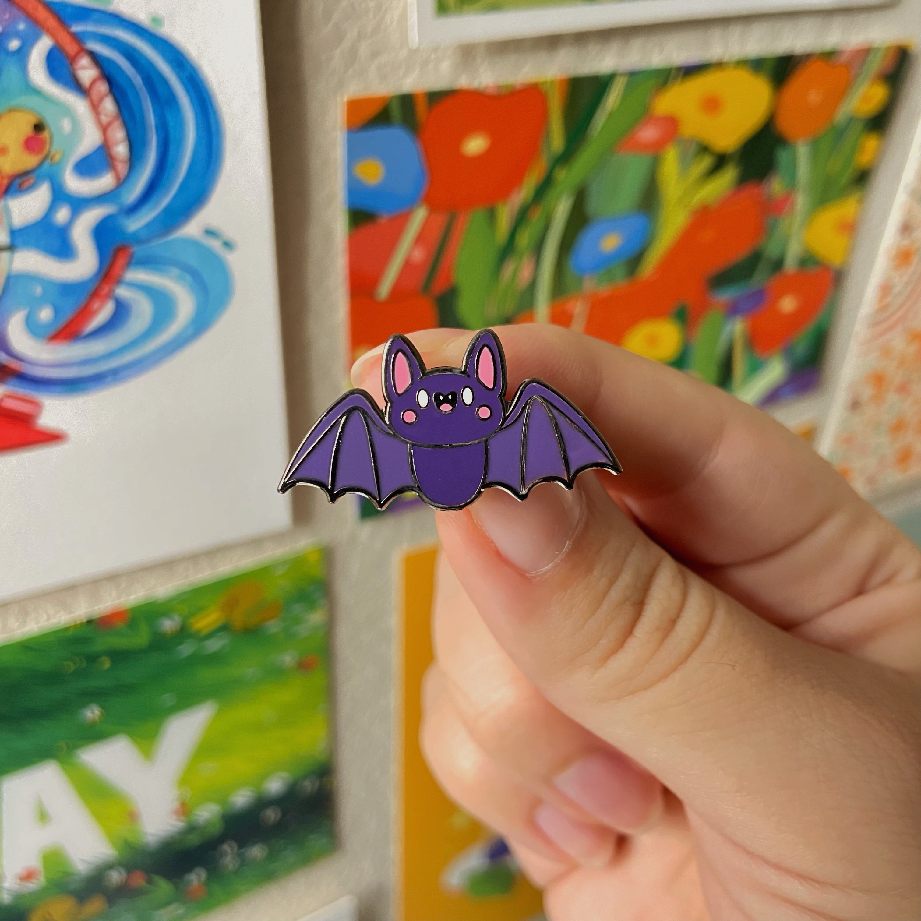 Happy Bat - Enamel Pin – Fructus Illustrations